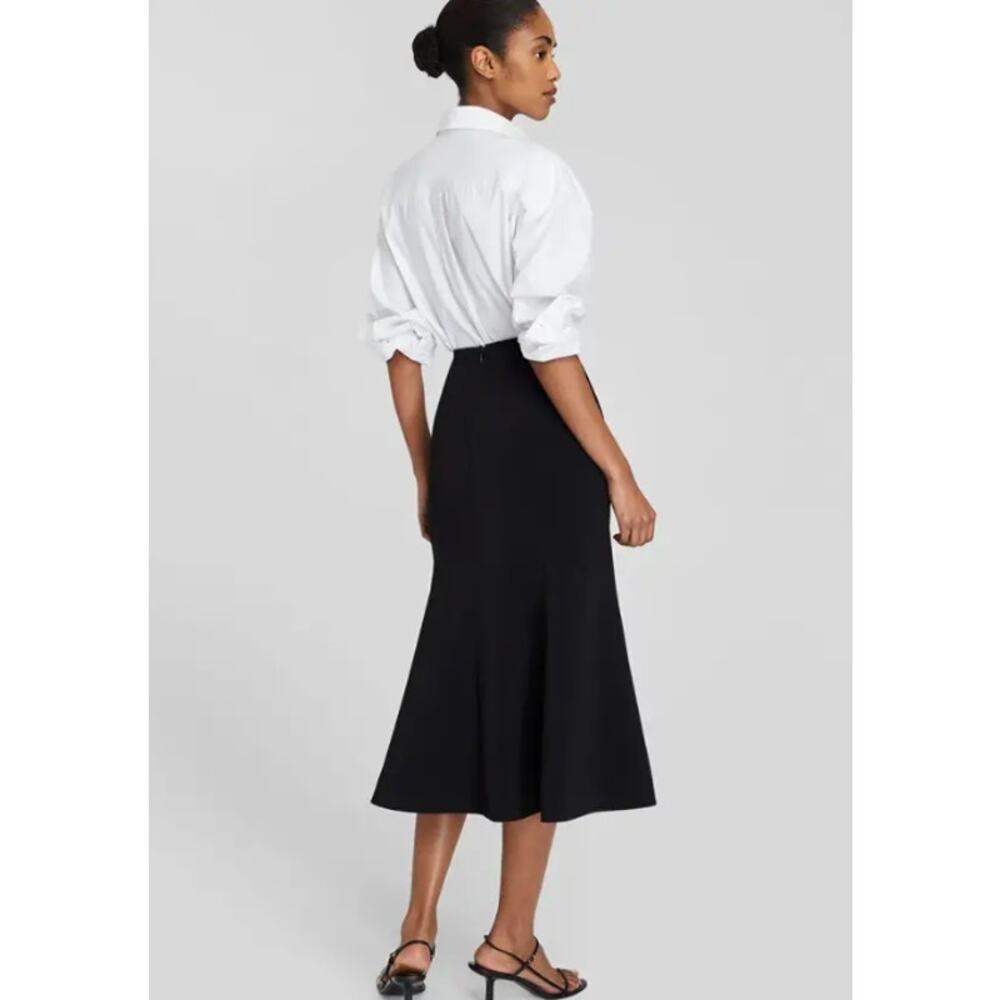 Club Monaco Fluted Midi Skirt Jupe High Waist A-Line Preppy Classic Black NWT - Picture 10 of 10